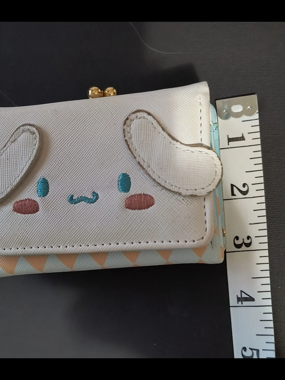 White Kids Character Wallet with Teal & Peach Accents